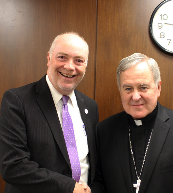 Fontbonne University President J. Michael Pressimone and Archbishop Robert J. Carlson