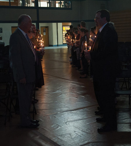 Faculty and staff at a Catch the Fire ceremony.