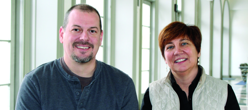 A photo of Tony Borchardt and Jan Johnson, excellence in teaching award winners, 2018.