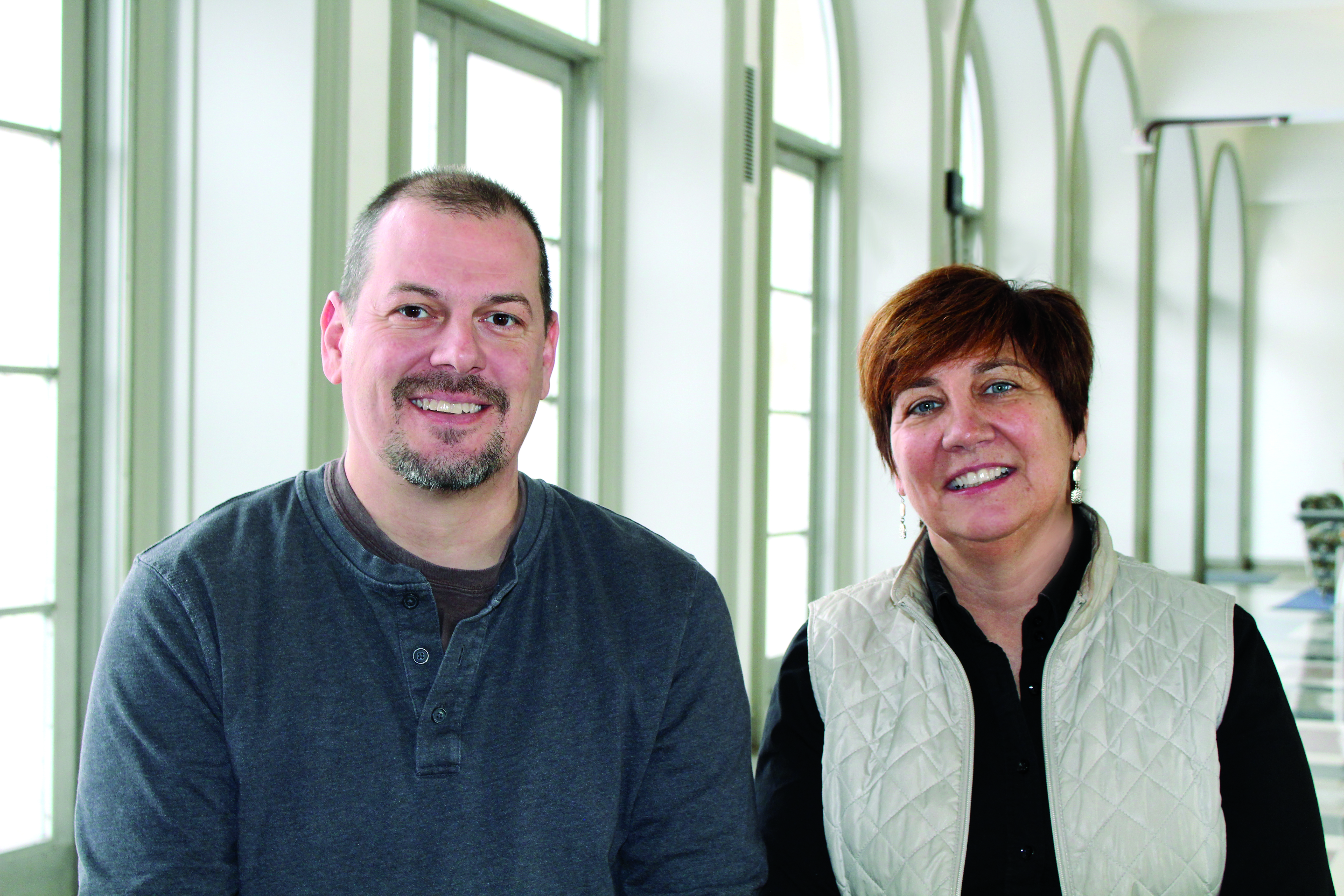 A photo of Tony Borchardt and Jan Johnson, excellence in teaching award winners, 2018.