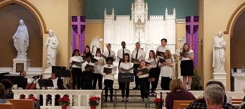 A photo of the Fontbonne University choir Christmas concert in Dec. 2018 in Doerr Chapel on campus.