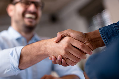 Closeup of hand shaking.