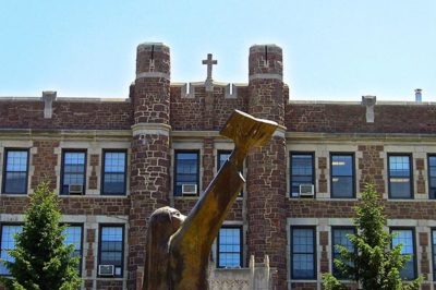 Image of Founding Spirit statue on campus.