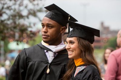 Two students at graduation.