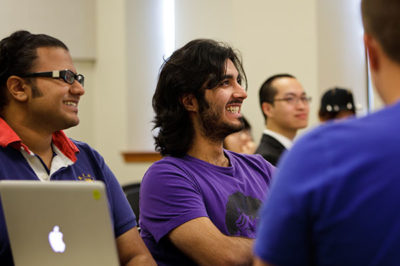 International student sitting in class.