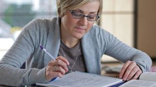 Female student studying.